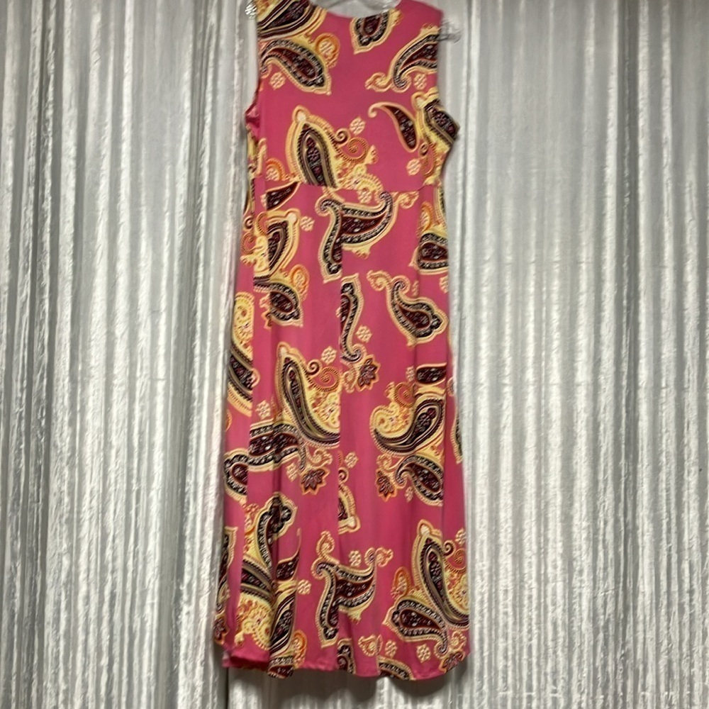 Ruby Rd Slinky High Low Midi Maxi Dress Sleeveless V Neck Size Lrg Textured Pink - Picture 4 of 5